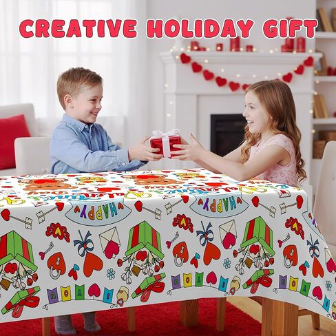 Valentines Day Gifts for Kids Coloring Tablecloth Poster 54"x108" - Kids Valentines Day Classroom Crafts Games Activities, Giant Coloring Banner Children Crafts for Party Arts and Decorations in Saudi Arabia