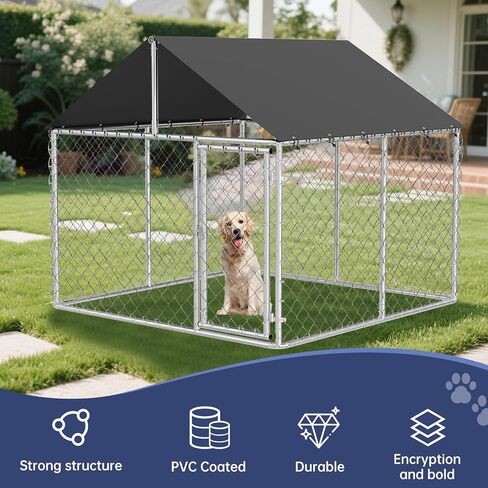 Outdoor Dog Enclosure Heavy Duty Dog Kennel House Mesh Dog Big Cage Pet Kennel Steel Fence with Secure Lock in Saudi Arabia