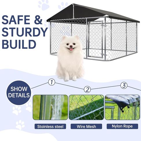 Outdoor Dog Enclosure Heavy Duty Dog Kennel House Mesh Dog Big Cage Pet Kennel Steel Fence with Secure Lock in Saudi Arabia