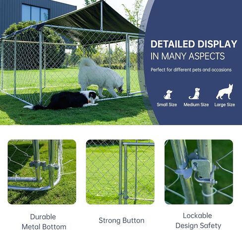 Outdoor Dog Enclosure Heavy Duty Dog Kennel House Mesh Dog Big Cage Pet Kennel Steel Fence with Secure Lock in Saudi Arabia