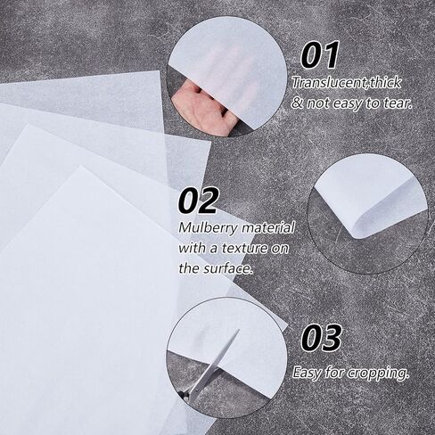 50 Sheets A4 Mulberry Paper for Decoupage, 8.3 x 11.7 Natural Fiber Rice Papers Art Tissue, Washi Paper for Writing Painting Decorative Card Making Wrapping in Saudi Arabia