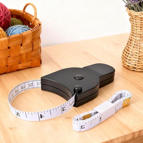 1pcs Body Tape Measure,Automatic High-Precision Dual-Sided Fitness Measuring Tape, 60 inch for Home and Fitness - Retractable and Portable, for Waist, Arms, Hip, and Much More Black in Saudi Arabia