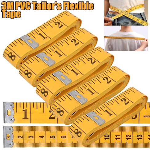 3m/1Roll Double Scale Soft Leather Tape Measure Yellow Measuring Fabric Tailor Tape Measure Tool DIY Sewing Crafts in Saudi Arabia
