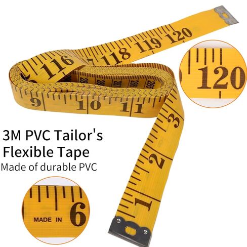 3m/1Roll Double Scale Soft Leather Tape Measure Yellow Measuring Fabric Tailor Tape Measure Tool DIY Sewing Crafts in Saudi Arabia