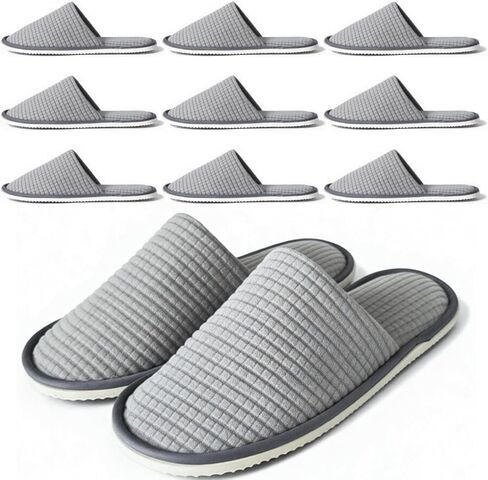 Anmerl Spa Slippers for Men and Women - Premium Bulk Hotel Slippers - Breathable Soft Cotton House Guest Slippers - Non Slip, Washable, Reusable - 10 Pairs (White) in Saudi Arabia