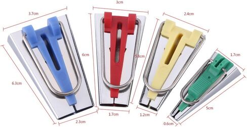 Bias Tape Maker Set, 4 Sizes 6mm 12mm 18mm 25mm Fabric Binding Sewing Tool for DIY Craft, with Plastic and Metal Material in Saudi Arabia