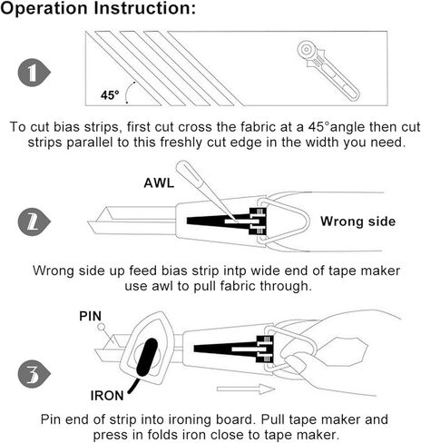 Bias Tape Maker, Fabric Tube Maker Quilting and Sewing Tools Solidly Bias Binding Tape Making Tool 6mm 9mm 12mm 18mm 25mm in Saudi Arabia