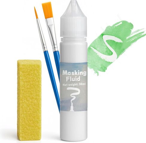 Blue Masking Fluid for Watercolor Painting 30ml, Fast-Drying, Easy Peel, Prevent Staining, Reserve Paper Highlights in Kuwait