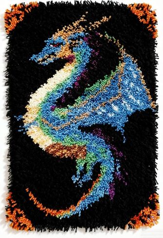 KitsMaster Buzzing Blooms" Latch Hook Kit – Bee & Flowers Design, Pre-Printed Canvas with Color-Coded Yarn, DIY Rug Making Kit for Adults & Beginners, 23.6''x15.8'' (Bee & Blossoms) in Saudi Arabia