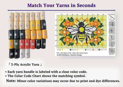 KitsMaster Buzzing Blooms" Latch Hook Kit – Bee & Flowers Design, Pre-Printed Canvas with Color-Coded Yarn, DIY Rug Making Kit for Adults & Beginners, 23.6''x15.8'' (Bee & Blossoms) in Saudi Arabia