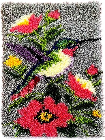 KitsMaster Buzzing Blooms" Latch Hook Kit – Bee & Flowers Design, Pre-Printed Canvas with Color-Coded Yarn, DIY Rug Making Kit for Adults & Beginners, 23.6''x15.8'' (Bee & Blossoms) in Saudi Arabia