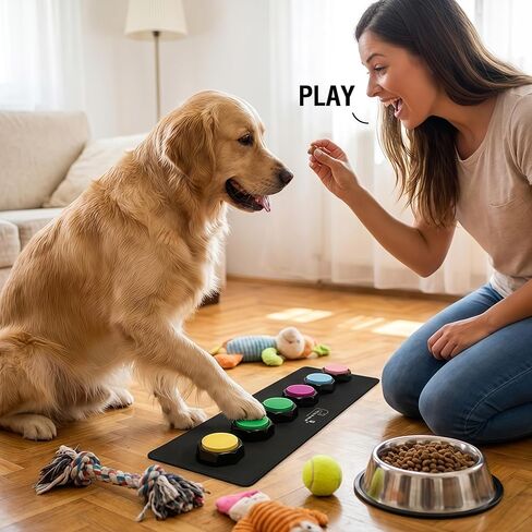 BOSKEY 6 Dog Buttons for Communication Pet Talking Buttons Starter Set Dog Speaking Buttons 50 Stickers Recordable Button One Waterproof mat in Saudi Arabia