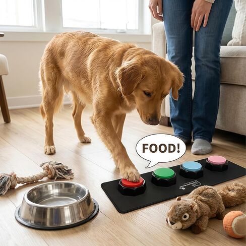 BOSKEY 6 Dog Buttons for Communication Pet Talking Buttons Starter Set Dog Speaking Buttons 50 Stickers Recordable Button One Waterproof mat in Saudi Arabia