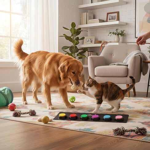 BOSKEY 6 Dog Buttons for Communication Pet Talking Buttons Starter Set Dog Speaking Buttons 50 Stickers Recordable Button One Waterproof mat in Saudi Arabia