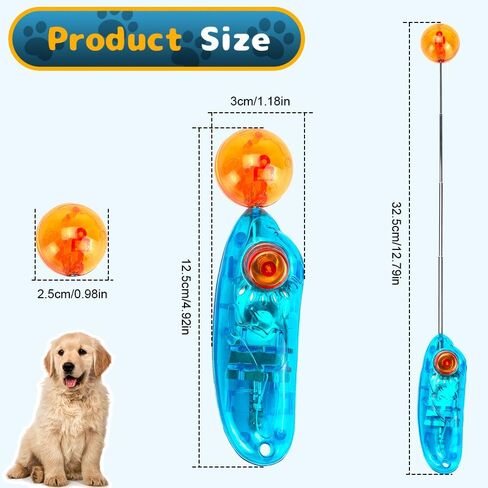 DuDuDog Dog Training Clicker for Training with Retractable Target Stick and Bright Ball, Clear Plastic Handle, Adjustable Length Trainer for Dogs, Puppies, Cats and Pets in Saudi Arabia