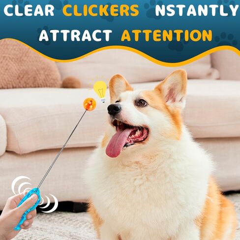 DuDuDog Dog Training Clicker for Training with Retractable Target Stick and Bright Ball, Clear Plastic Handle, Adjustable Length Trainer for Dogs, Puppies, Cats and Pets in Saudi Arabia