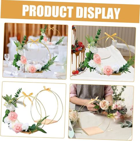 GANAZONO 1set Floral Hoop Centerpiece Stand Wreath for Wedding Decor Table Decoration and Floral Arrangements Includes Hoop Ribbon Non- Pads in Saudi Arabia