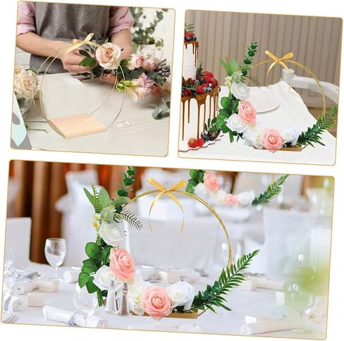 GANAZONO 1set Floral Hoop Centerpiece Stand Wreath for Wedding Decor Table Decoration and Floral Arrangements Includes Hoop Ribbon Non- Pads in Saudi Arabia