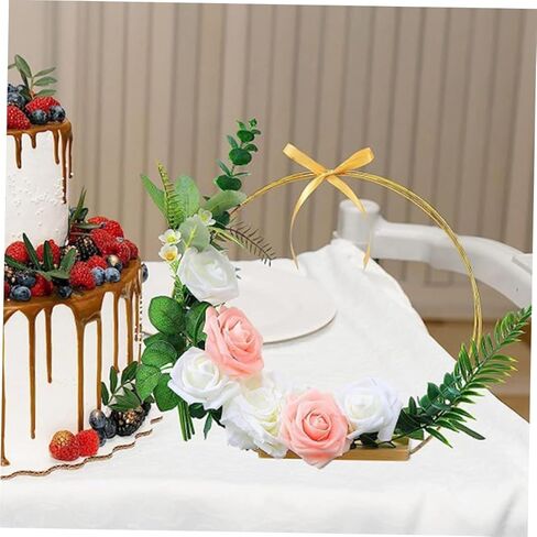 GANAZONO 1set Floral Hoop Centerpiece Stand Wreath for Wedding Decor Table Decoration and Floral Arrangements Includes Hoop Ribbon Non- Pads in Saudi Arabia