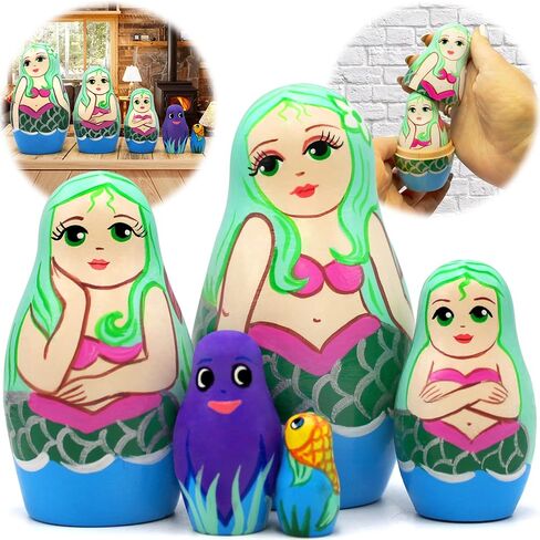 The Little Mermaid Nesting Dolls 5 pcs - Mermaid Matryoshka Doll in Saudi Arabia