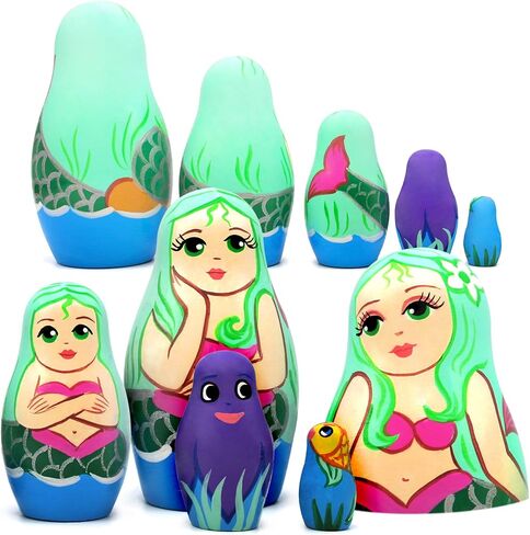 The Little Mermaid Nesting Dolls 5 pcs - Mermaid Matryoshka Doll in Saudi Arabia