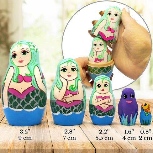 The Little Mermaid Nesting Dolls 5 pcs - Mermaid Matryoshka Doll in Saudi Arabia