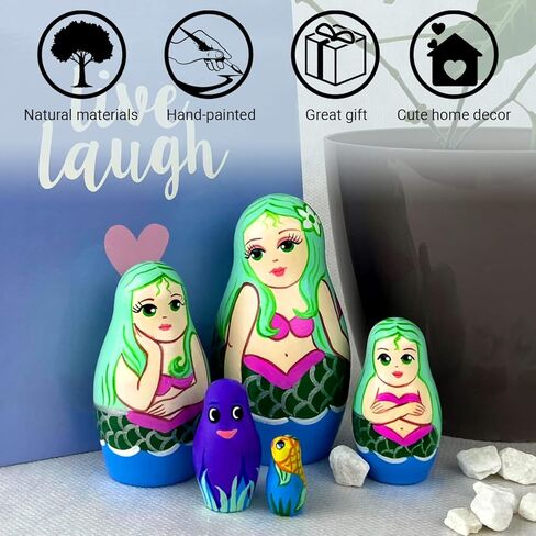 The Little Mermaid Nesting Dolls 5 pcs - Mermaid Matryoshka Doll in Saudi Arabia