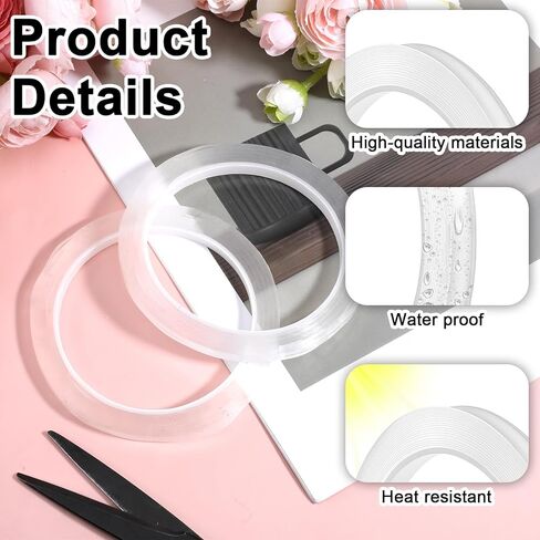 2 Rolls Clear Floral Tape, 1/4 Inch Clear Flower Tapes, 30 M Waterproof Floral Tape for Fresh Flowers, Flower Wrap Adhesive Tapes, Bouquet Stem Wrapping, Corsages, DIY Crafts Decorations in Saudi Arabia