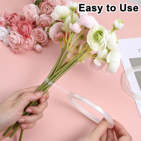 2 Rolls Clear Floral Tape, 1/4 Inch Clear Flower Tapes, 30 M Waterproof Floral Tape for Fresh Flowers, Flower Wrap Adhesive Tapes, Bouquet Stem Wrapping, Corsages, DIY Crafts Decorations in Saudi Arabia