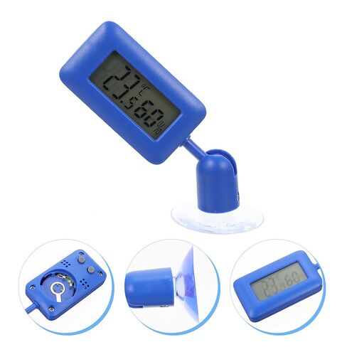 GARVALON Digital Reptile Thermometer with 360° Rotary Suction Cup, Mini Temperature and Humidity Meter for Bearded Dragon Tank and Terrarium Monitoring, Blue Glow Display for Home Use in Saudi Arabia