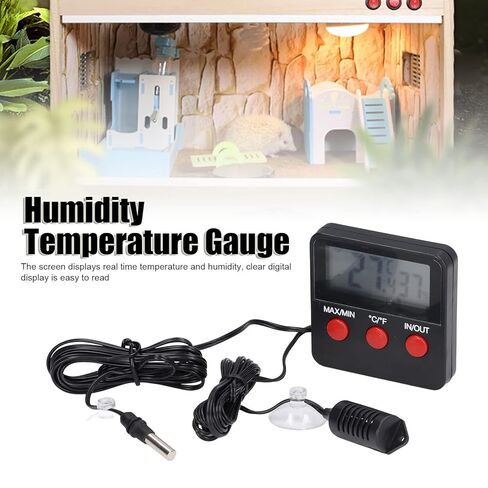 Humidity Temperature Gauge, Digital Display Temp Sensor Meter Hygrometer, Terrarium Reptile Hygrometer for Enclosed Environment in Saudi Arabia