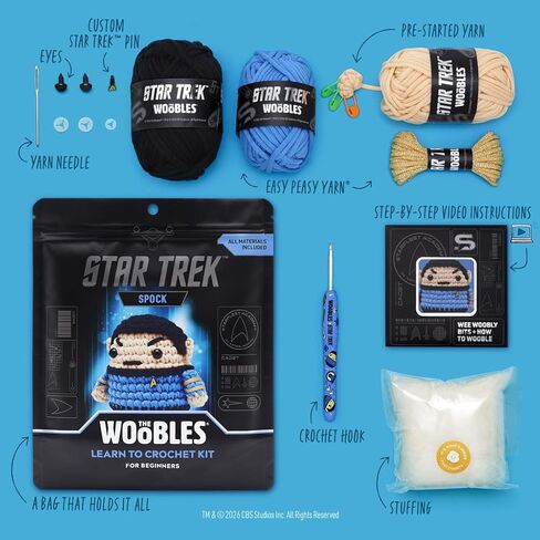 The Woobles Star Trek Crochet Kit for Beginners with Easy Peasy Yarn as seen on Shark Tank – Arts & Crafts Adult Knitting Kit with Step-by-Step Video Tutorials - Spock in Kuwait