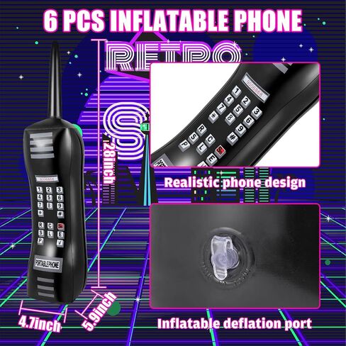 Chivao 6 Pcs Inflatable Phone Halloween Retro Inflatable Mobile Phones Props 80's 90's Party Decorations Halloween Fake Cell Phone Hip Hop Supplies Birthday Party Fancy Dress Accessory, 30 Inch in Saudi Arabia