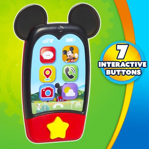 Mickey Mouse Toy Phone for Boys - Bundle with Disney Cell Phone Toy with Sound Buttons Plus Stickers, More | Mickey Mouse Phone for Toddler Boys in Saudi Arabia