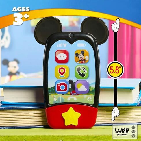 Mickey Mouse Toy Phone for Boys - Bundle with Disney Cell Phone Toy with Sound Buttons Plus Stickers, More | Mickey Mouse Phone for Toddler Boys in Saudi Arabia
