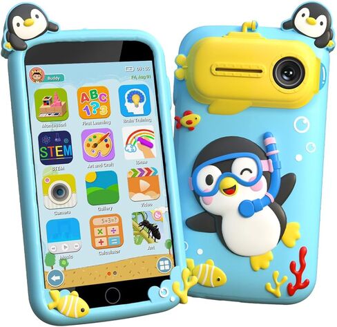 Kids Phone, Kids Smart Phone with 220+ Educational Games, 3.97" Touchscreen Learning Smart Phone Toy, 5MP Rear Camera, No SIM/Wi-Fi, Parental Controls, Rechargeable for Boys Ages 3–12 in Saudi Arabia