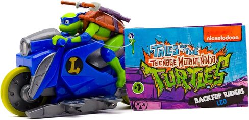 سلاحف النينجا المراهقون المتحولون Backflip Riders 4-Pack، TMNT Rev-Up دراجة نارية لعبة المركبات مع عمل حيلة Backflip، إطارات مطاطية، مجموعة ألعاب الفوضى المتحولة للأطفال من سن 5 سنوات فما فوق in Saudi Arabia