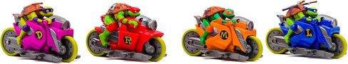 سلاحف النينجا المراهقون المتحولون Backflip Riders 4-Pack، TMNT Rev-Up دراجة نارية لعبة المركبات مع عمل حيلة Backflip، إطارات مطاطية، مجموعة ألعاب الفوضى المتحولة للأطفال من سن 5 سنوات فما فوق in Saudi Arabia