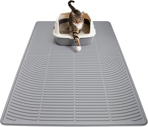 Cat Litter Mat Litter Trapping Mat, 40" x 28" Silicone Litter Box Mat Large, Non-Slip Cat Mat for Litter Boxs, Easy Clean Pet Food Mats for Floor Waterproof Silicone Cat Box Mat in Saudi Arabia