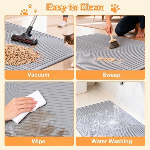 Cat Litter Mat Litter Trapping Mat, 40" x 28" Silicone Litter Box Mat Large, Non-Slip Cat Mat for Litter Boxs, Easy Clean Pet Food Mats for Floor Waterproof Silicone Cat Box Mat in Saudi Arabia