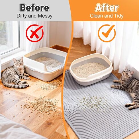 Cat Litter Mat Litter Trapping Mat, 40" x 28" Silicone Litter Box Mat Large, Non-Slip Cat Mat for Litter Boxs, Easy Clean Pet Food Mats for Floor Waterproof Silicone Cat Box Mat in Saudi Arabia