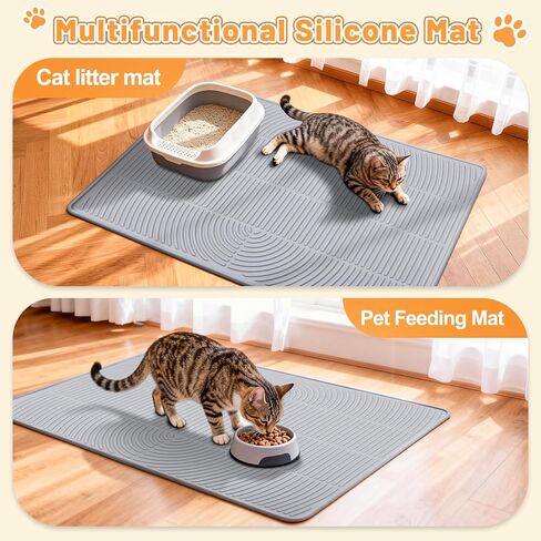 Cat Litter Mat Litter Trapping Mat, 40" x 28" Silicone Litter Box Mat Large, Non-Slip Cat Mat for Litter Boxs, Easy Clean Pet Food Mats for Floor Waterproof Silicone Cat Box Mat in Saudi Arabia