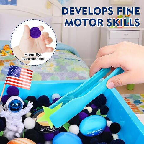 صندوق حسي للنظام الشمسي للأطفال الصغار، موضوع علمي مع 8 كواكب وخريطة نجوم، كرات بوم ناعمة بدون فوضى للتعلم في مرحلة ما قبل المدرسة، هدايا للأولاد والبنات من سن 3 4 5 6+ in Kuwait