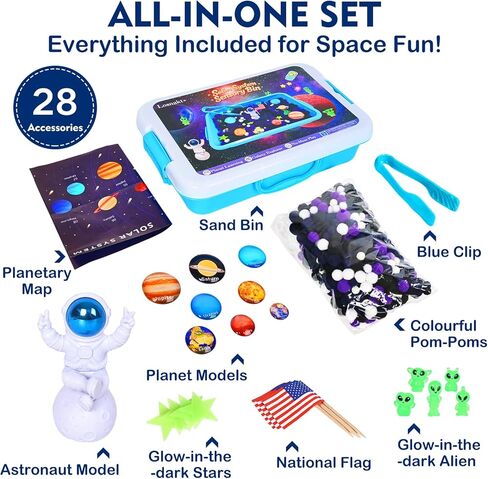 صندوق حسي للنظام الشمسي للأطفال الصغار، موضوع علمي مع 8 كواكب وخريطة نجوم، كرات بوم ناعمة بدون فوضى للتعلم في مرحلة ما قبل المدرسة، هدايا للأولاد والبنات من سن 3 4 5 6+ in Kuwait