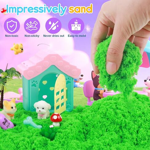 Mikiwon Pet Sensory Bin, Dog Sandbox Play Sand Art Kit with 1.1lbs Sand, Pet Care Sand Set, Sensory Play for Girls Boys Age 3+, Role Pretend Play Beach Toy for Kids Xmas Birthday Gifts in Saudi Arabia