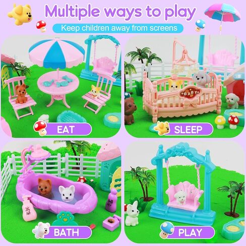 Mikiwon Pet Sensory Bin, Dog Sandbox Play Sand Art Kit with 1.1lbs Sand, Pet Care Sand Set, Sensory Play for Girls Boys Age 3+, Role Pretend Play Beach Toy for Kids Xmas Birthday Gifts in Saudi Arabia