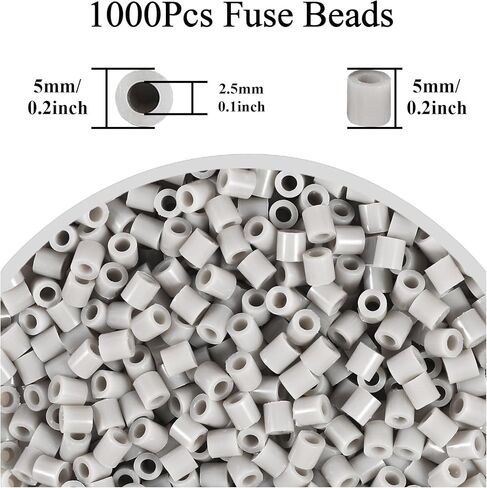 1000Pcs Loose Fuse Beads 5mm Bulk Refill Kit Fast Easy to Use Stress Relief Pixel Art Melting Beads for DIY Decor Crafts Creative Handmade Projects 3D Craft (Grey 1) in Saudi Arabia