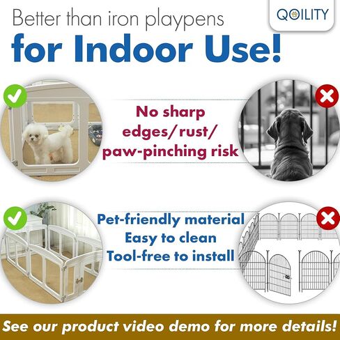 Clear Acrylic Dog Playpen Indoor, Height 24 inch, 4 Panels for Small and Puppy Dogs, White in Saudi Arabia