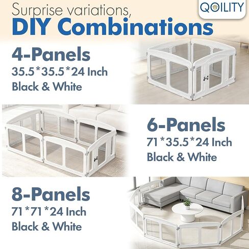 Clear Acrylic Dog Playpen Indoor, Height 24 inch, 4 Panels for Small and Puppy Dogs, White in Saudi Arabia
