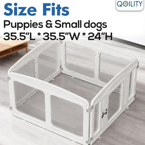Clear Acrylic Dog Playpen Indoor, Height 24 inch, 4 Panels for Small and Puppy Dogs, White in Saudi Arabia